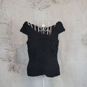 Cache Luxe Elegant Black Women's Special Occasion Top Size L